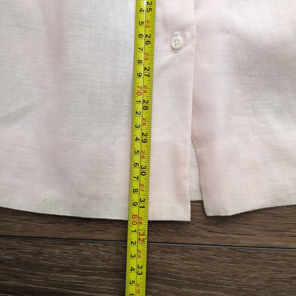 Vtg Paul Stuart Pink Linen Skirt Button Back Pleated Pockets Midi Long 8 - Picture 11 of 12